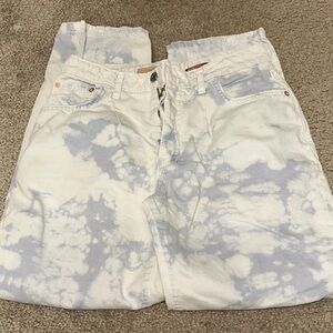 Anthropologie Blue and White Tie-Dye Cropped Jeans